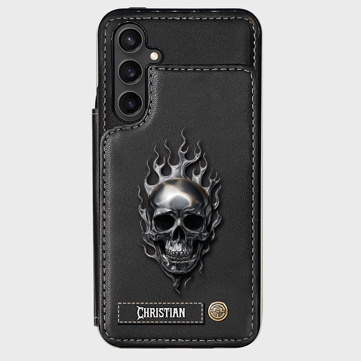 Fire Skull - Personalized Skull Wallet Phone Case