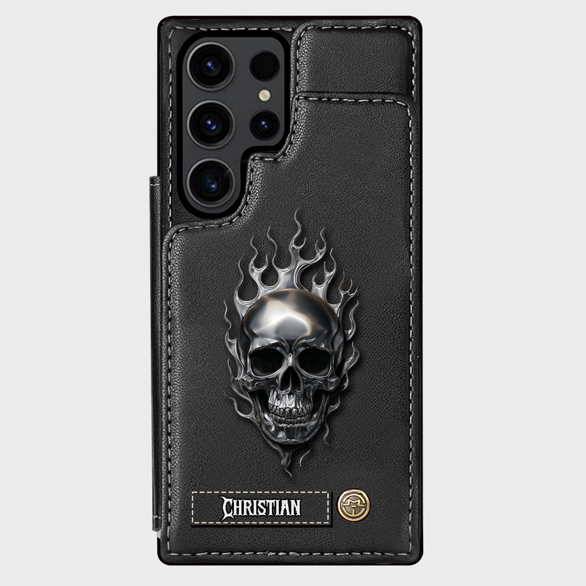 Fire Skull - Personalized Skull Wallet Phone Case