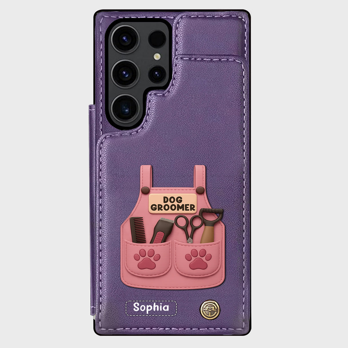 Dog Groomer Gift With Grooming Tools And Paw Prints - Personalized Dog Groomer Wallet Phone Case