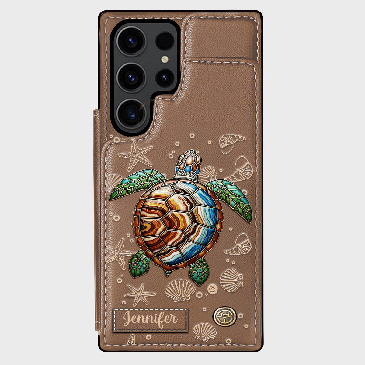 Turtle And The Sea - Personalized Turtle Wallet Phone Case