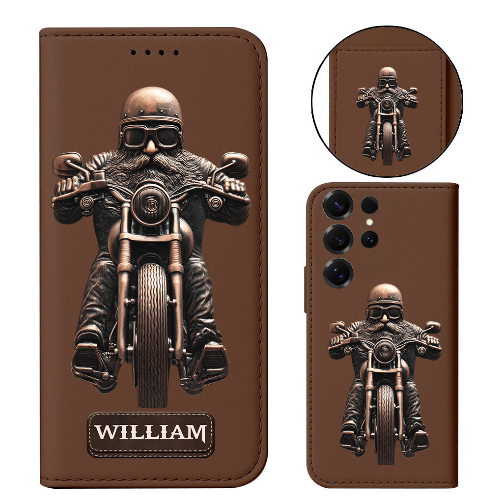 Never Underestimate An Old Man With A Motorcycle - Personalized Biker Wallet Phone Case With Strap