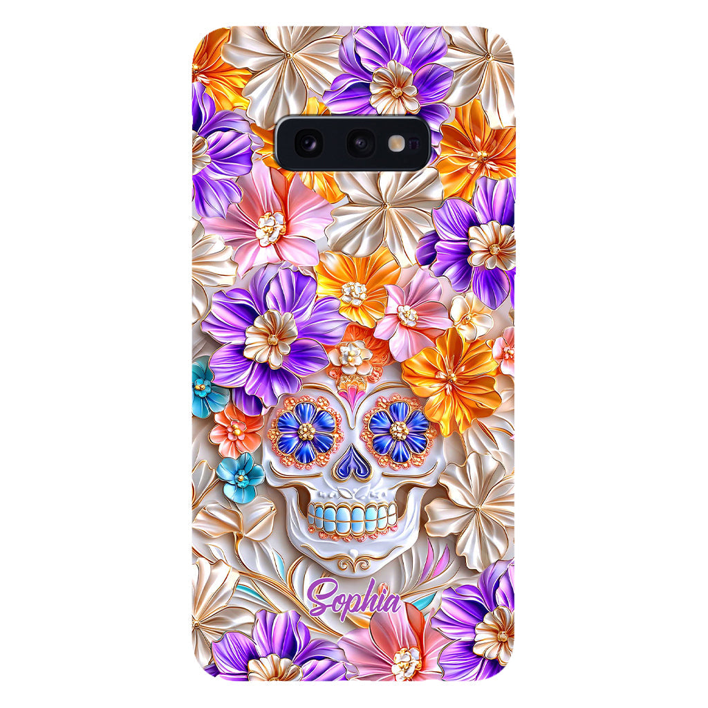 Floral Skull - Personalized Skull Full Print Phone Case