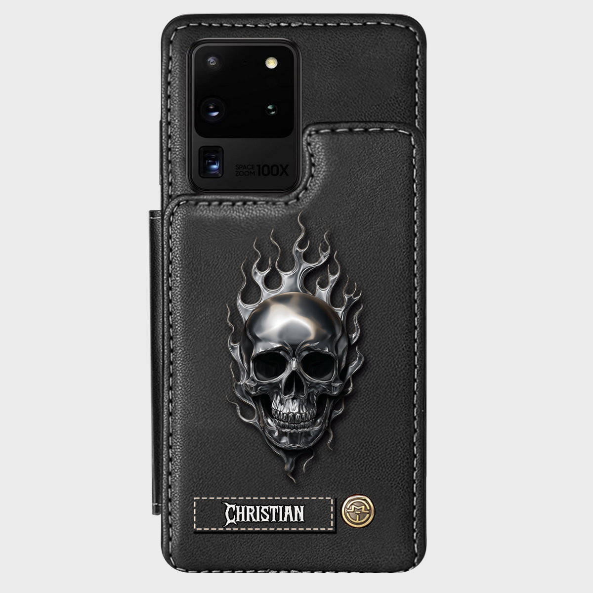 Fire Skull - Personalized Skull Wallet Phone Case