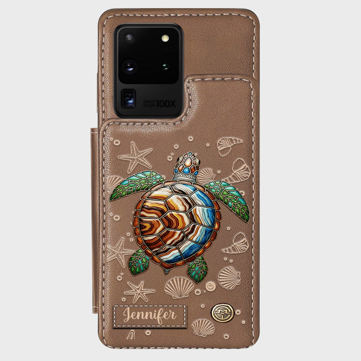 Turtle And The Sea - Personalized Turtle Wallet Phone Case