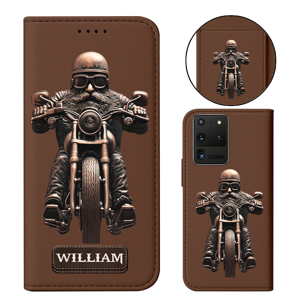 Never Underestimate An Old Man With A Motorcycle - Personalized Biker Wallet Phone Case With Strap