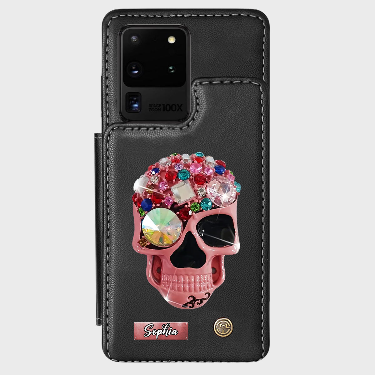 Shiny Skull - Personalized Skull Wallet Phone Case