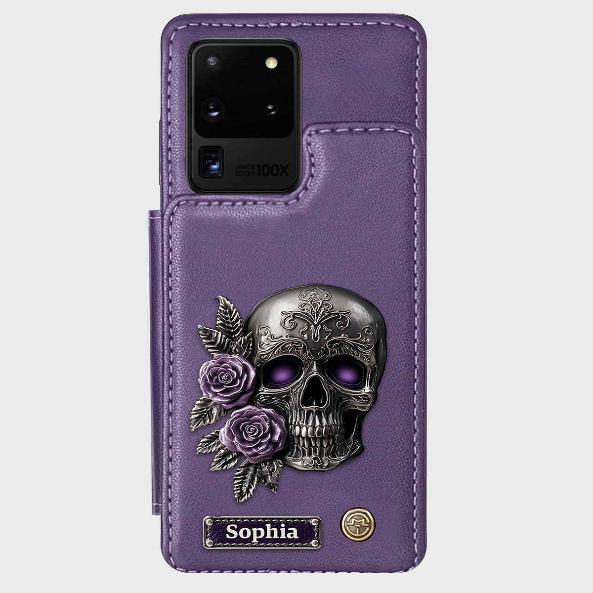 Skull And Roses - Personalized Skull Wallet Phone Case