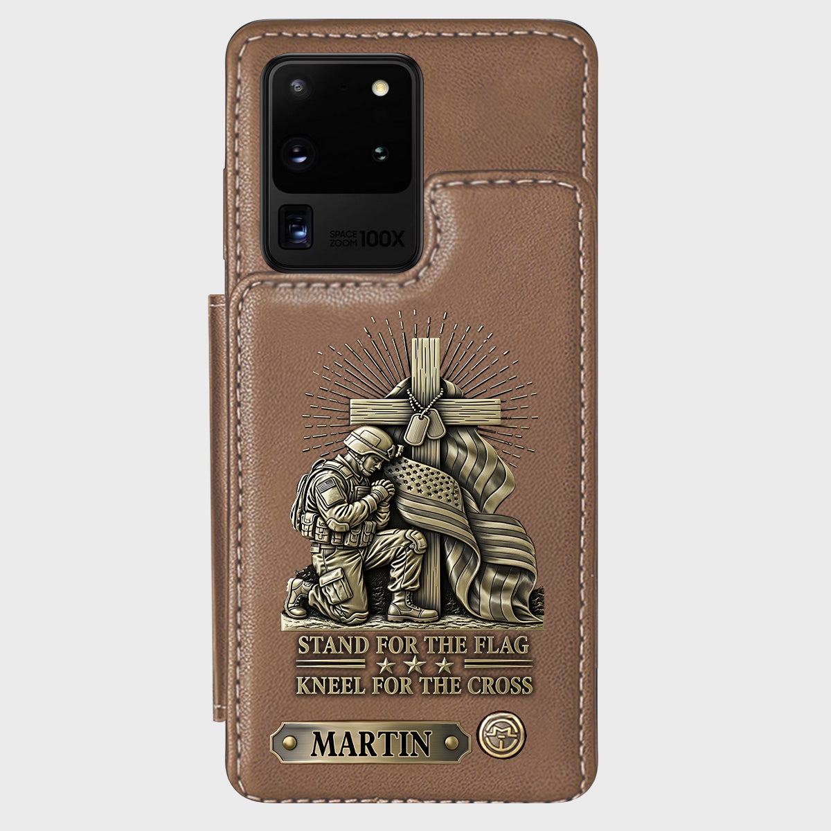 Kneel For The Cross - Personalized Veteran Wallet Phone Case