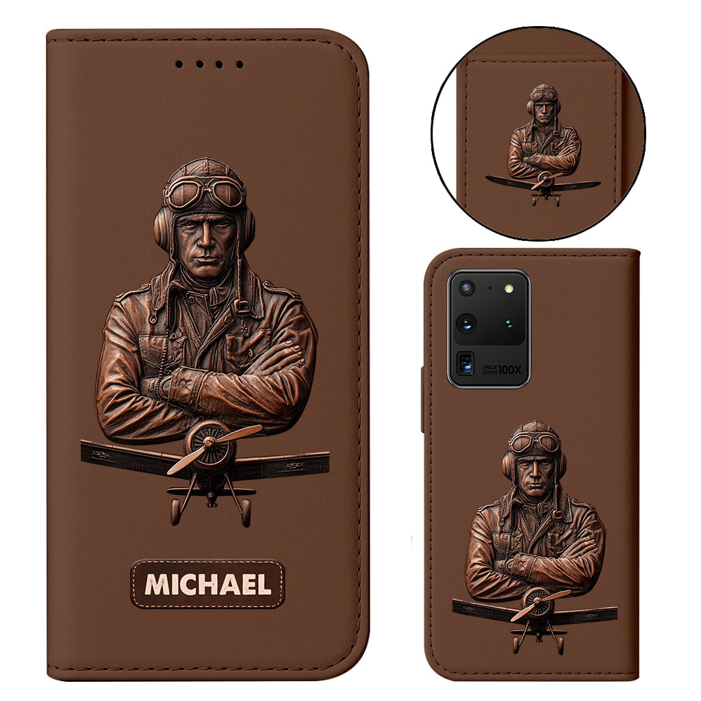 The Sky Is Not The Limit - Personalized Pilot Wallet Phone Case With Strap