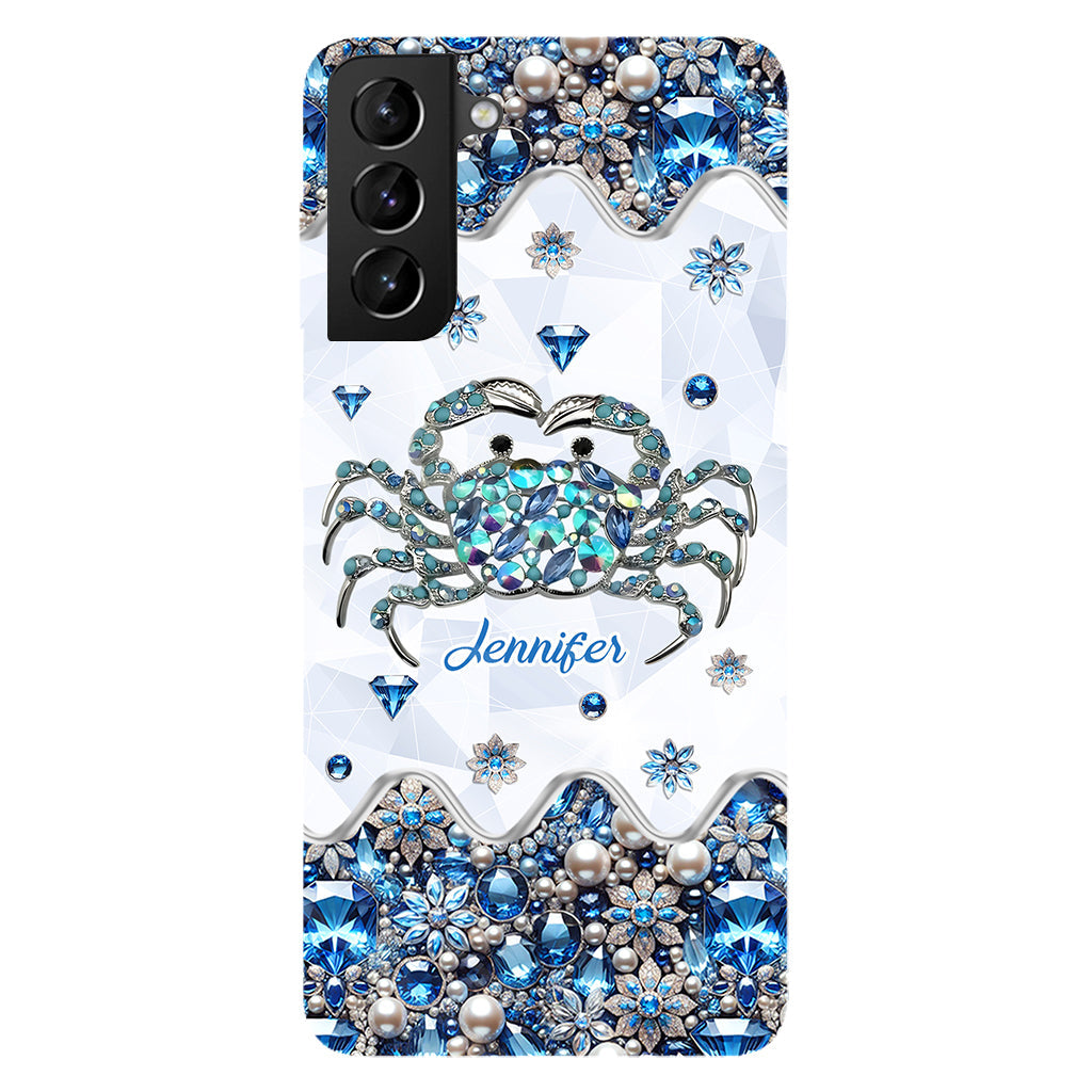 Elegant Blue Crab - Personalized Sea Lover Full Print Phone Case