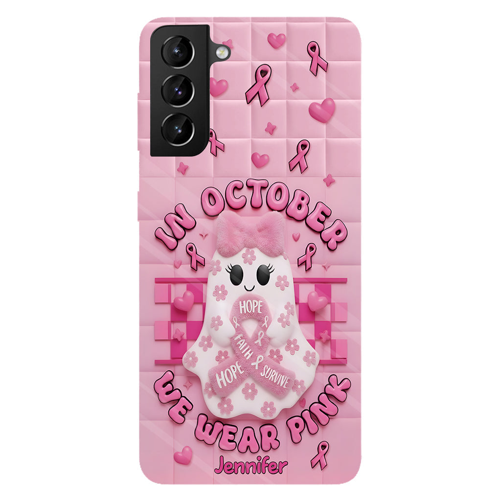 Cute Ghost Breast Cancer - Personalized Breast Cancer Awareness Full Print Phone Case