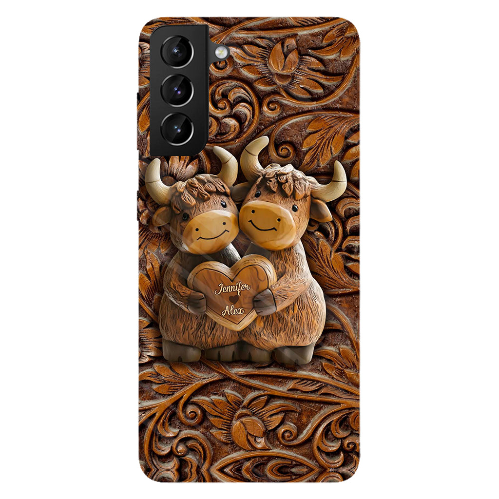 Cute Highland Cow Couple - Personalized Highland Cow Full Print Phone Case