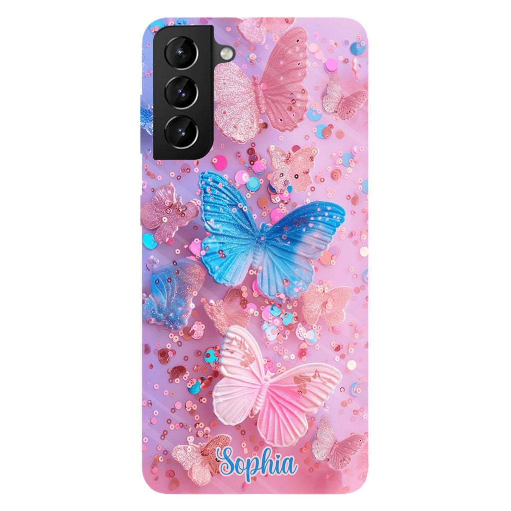 Sparkle Butterflies - Personalized Butterfly Full Print Phone Case