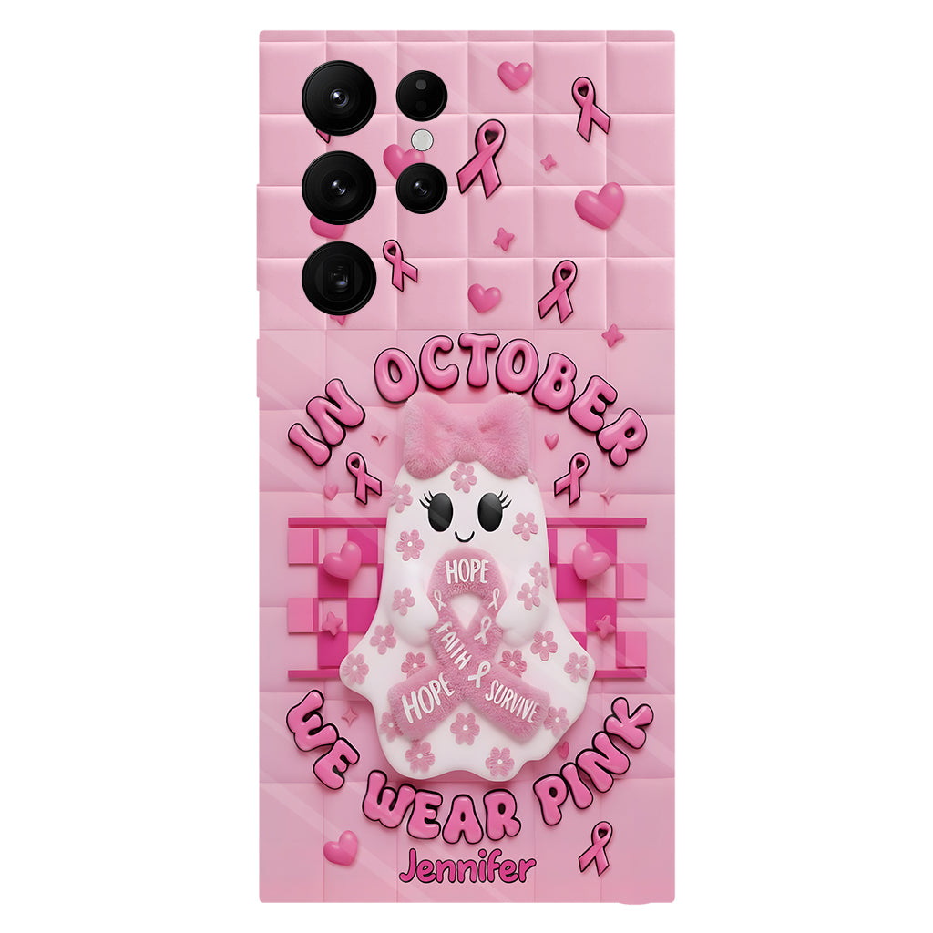 Cute Ghost Breast Cancer - Personalized Breast Cancer Awareness Full Print Phone Case