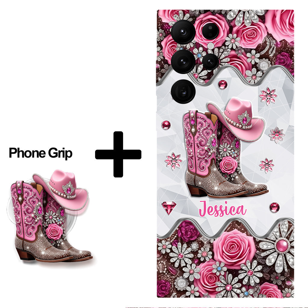 Cowgirl Boots - Personalized Cowgirl Full Print Phone Case & Phone Grip