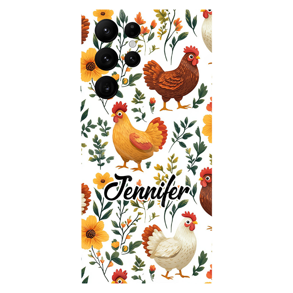 Cute Floral Chickens - Personalized Chicken Full Print Phone Case