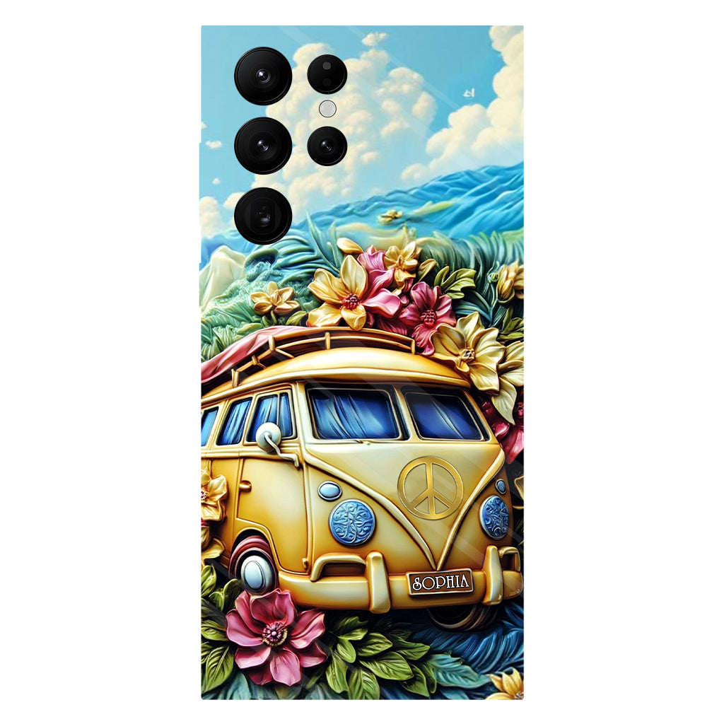 Floral Van Peace Sign - Personalized Hippie Full Print Phone Case