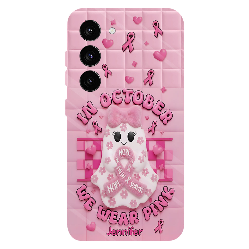 Cute Ghost Breast Cancer - Personalized Breast Cancer Awareness Full Print Phone Case