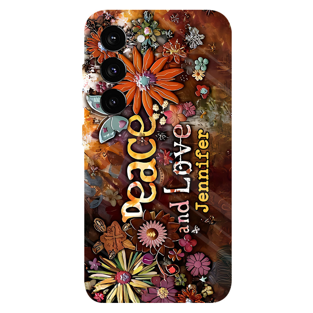Peace And Love - Personalized Hippie Full Print Phone Case