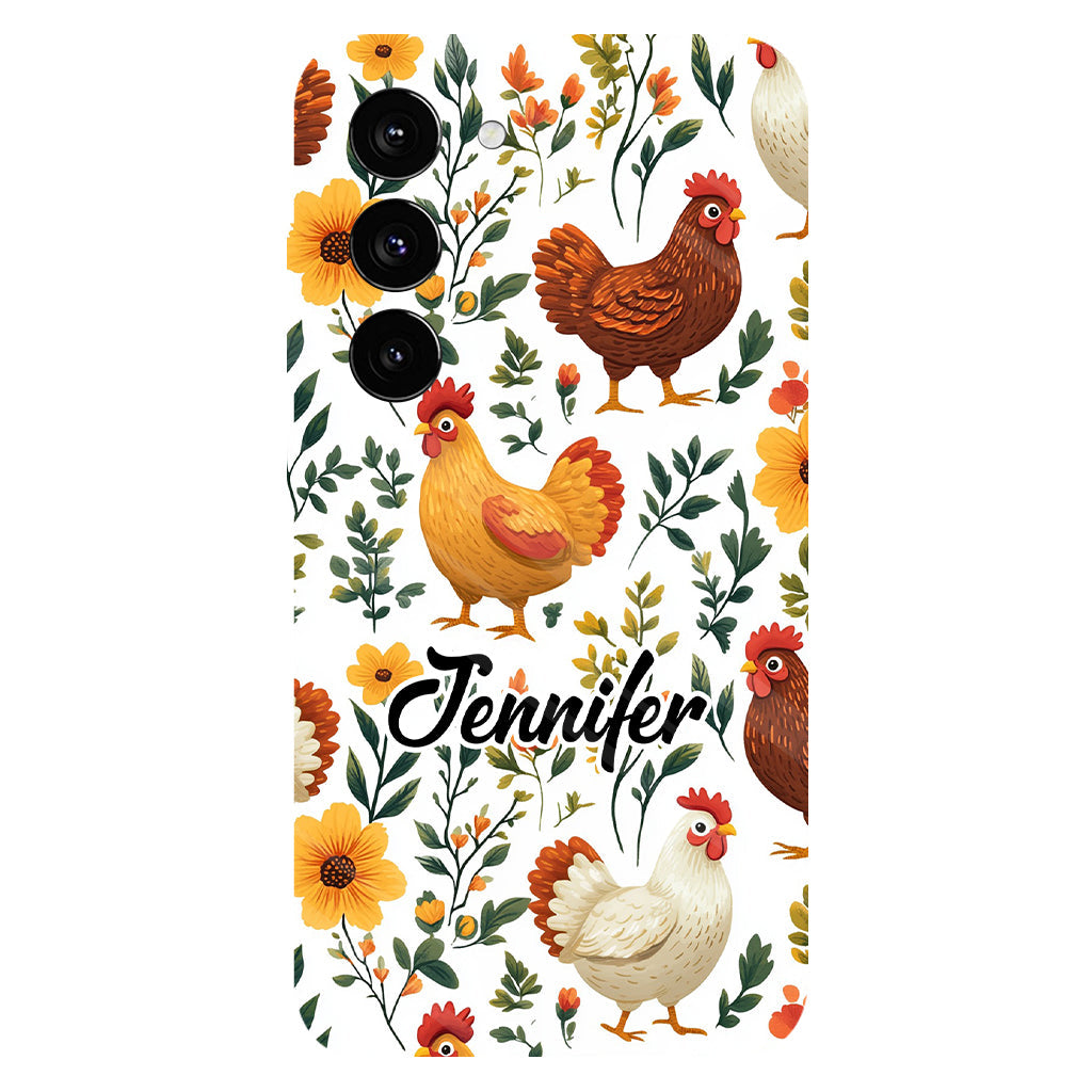 Cute Floral Chickens - Personalized Chicken Full Print Phone Case