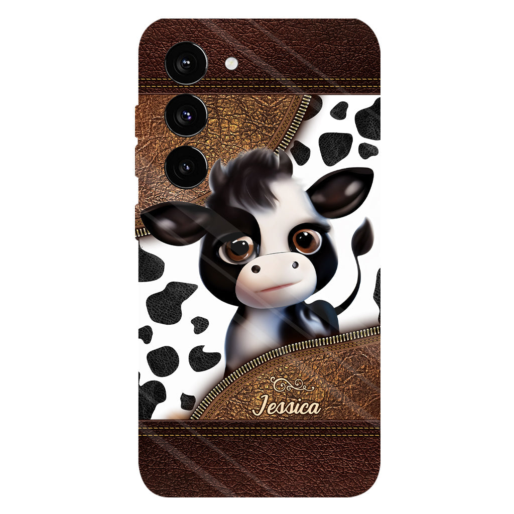 Moody Baby Cow - Personalized Cow Full Print Phone Case