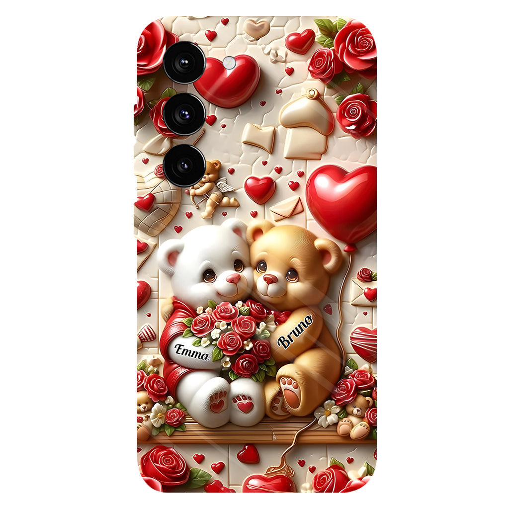 Cute Bear Couple - Personalized Couple Full Print Phone Case