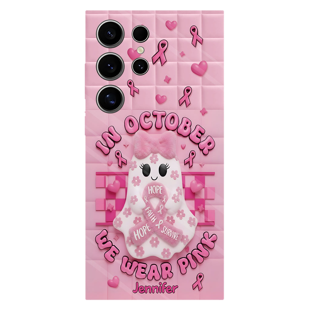 Cute Ghost Breast Cancer - Personalized Breast Cancer Awareness Full Print Phone Case