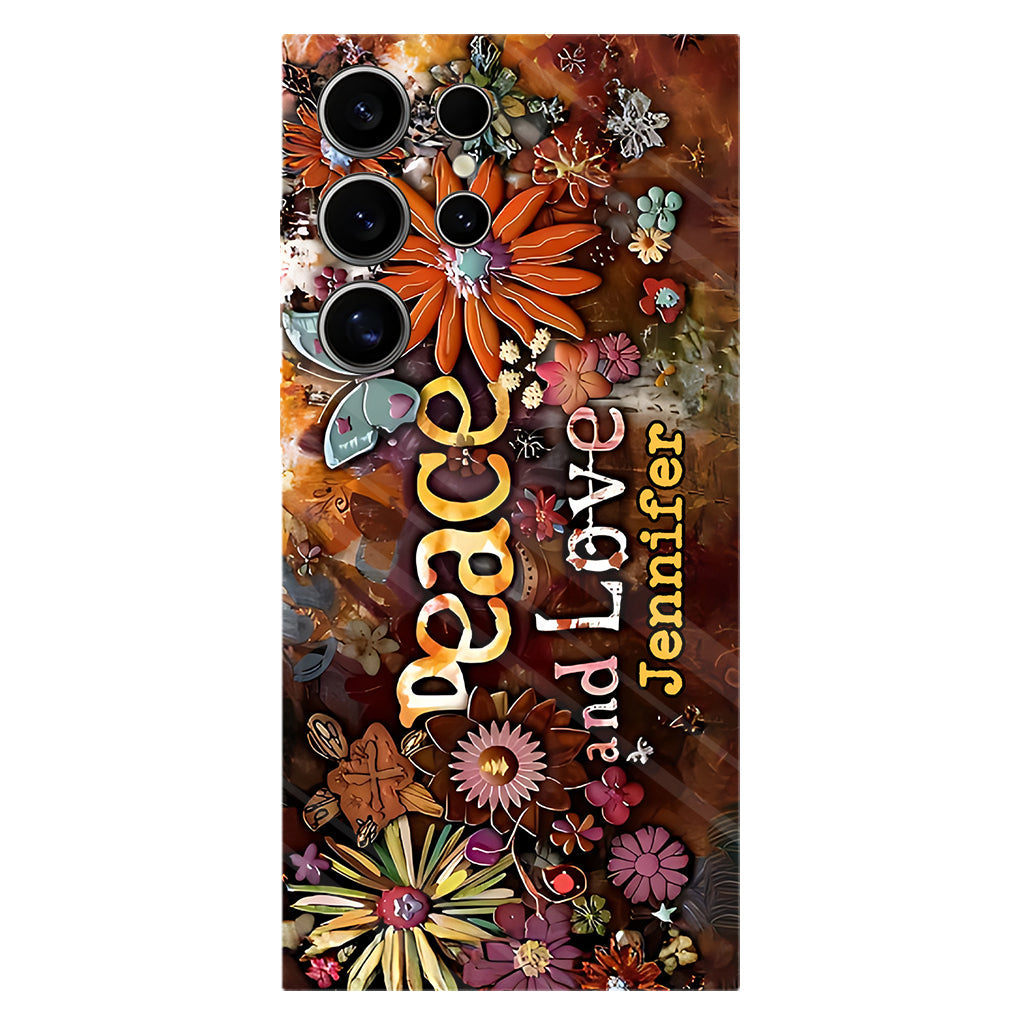 Peace And Love - Personalized Hippie Full Print Phone Case