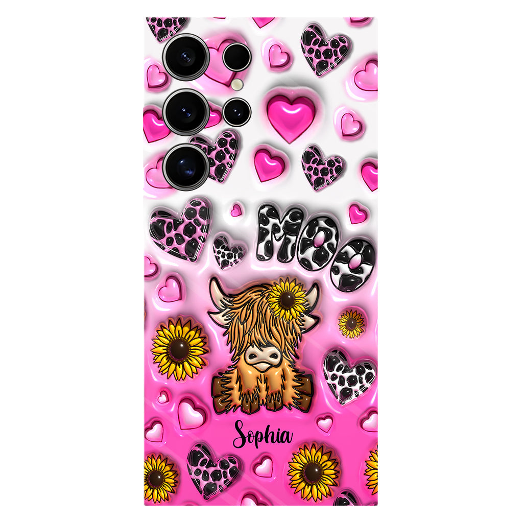 Sunflower Highland Cow - Personalized Full Print Phone Case
