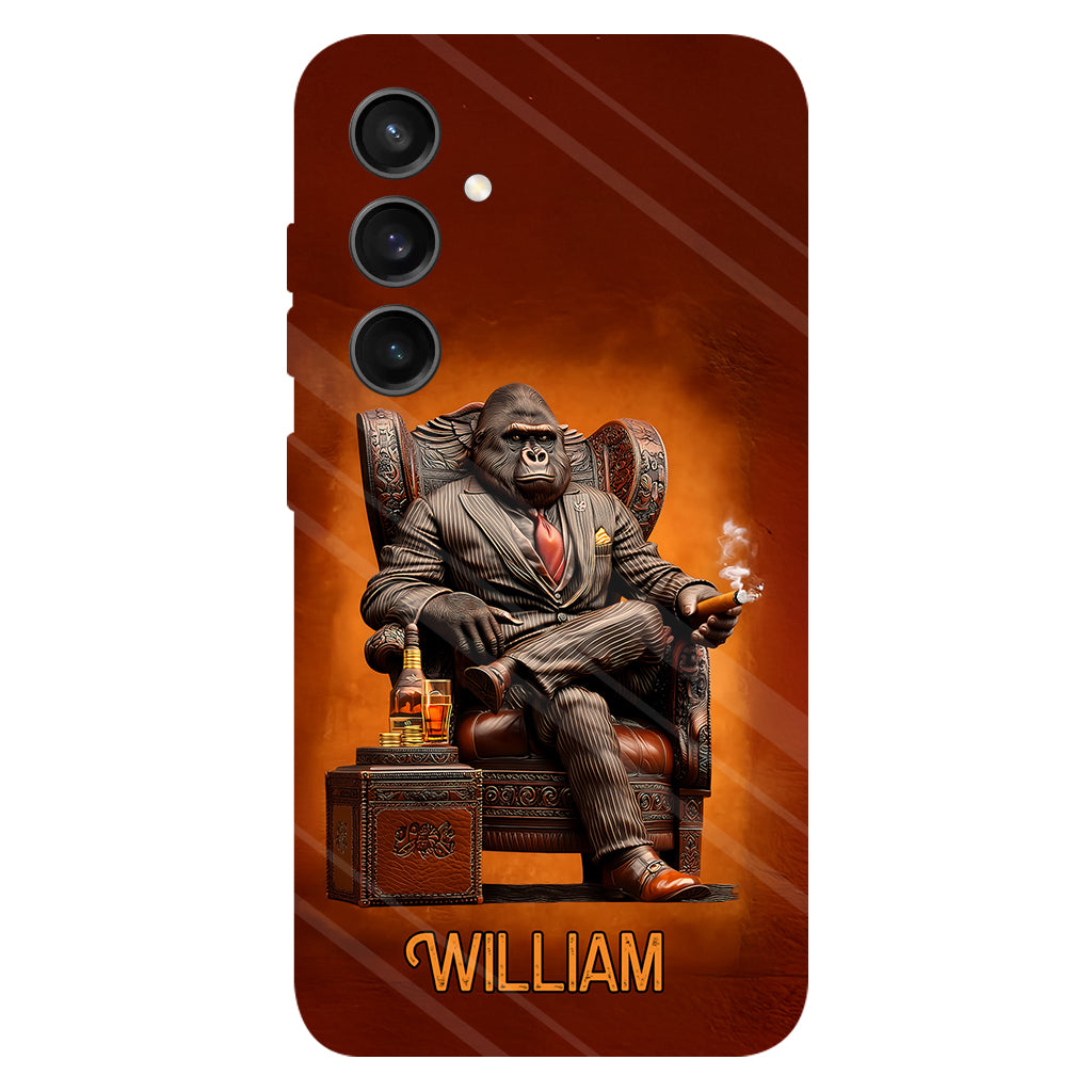 Whiskey & Cigar Gorilla - Personalized Whisky Full Print Phone Case