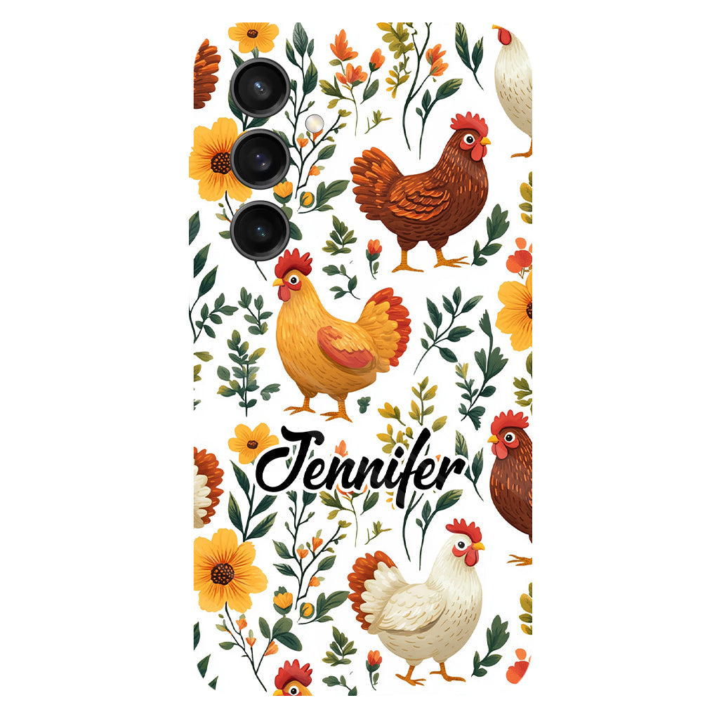 Cute Floral Chickens - Personalized Chicken Full Print Phone Case