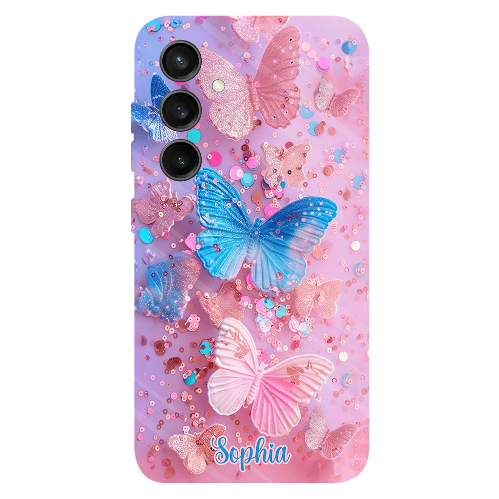 Sparkle Butterflies - Personalized Butterfly Full Print Phone Case
