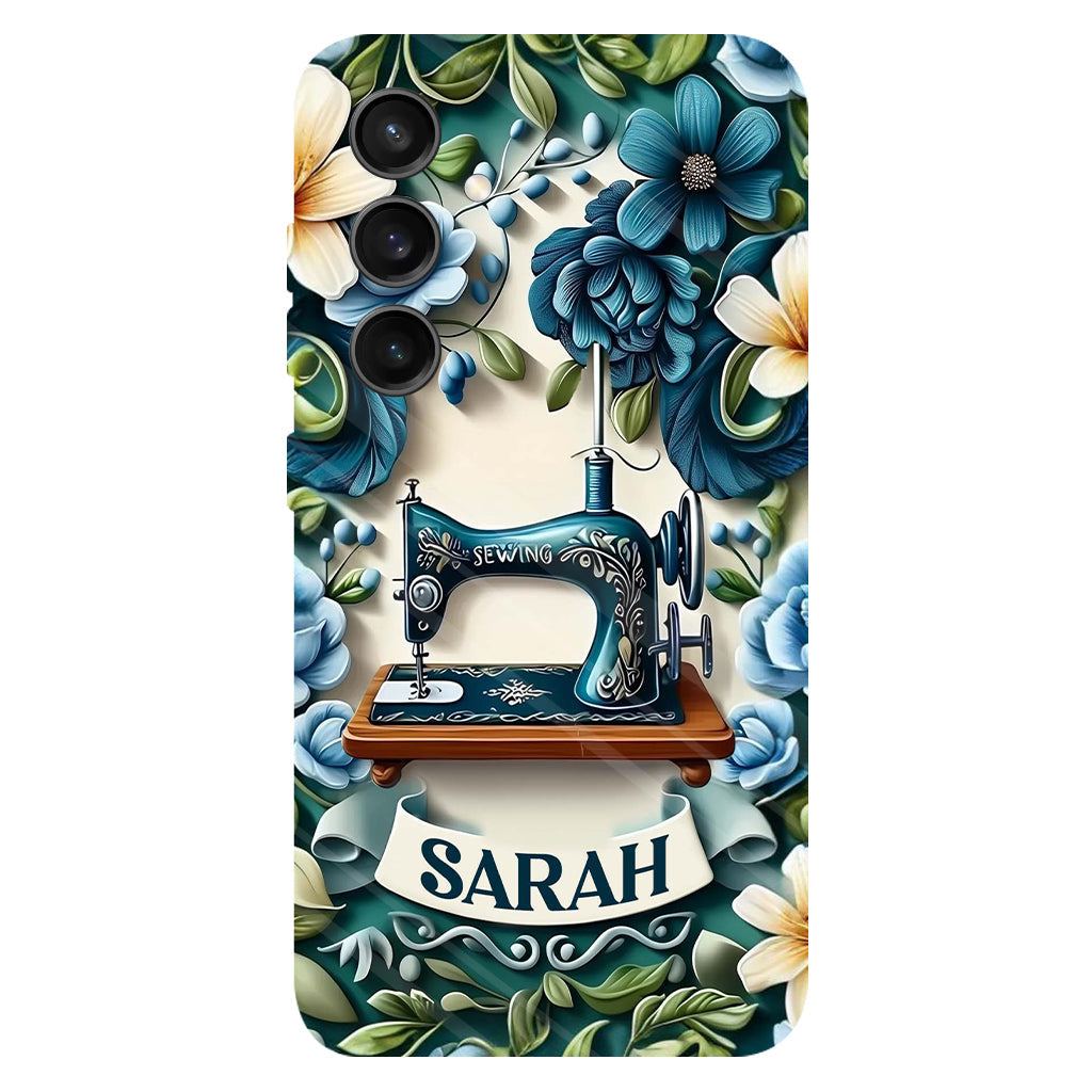 Blue Sewing Machine - Personalized Sewing Full Print Phone Case
