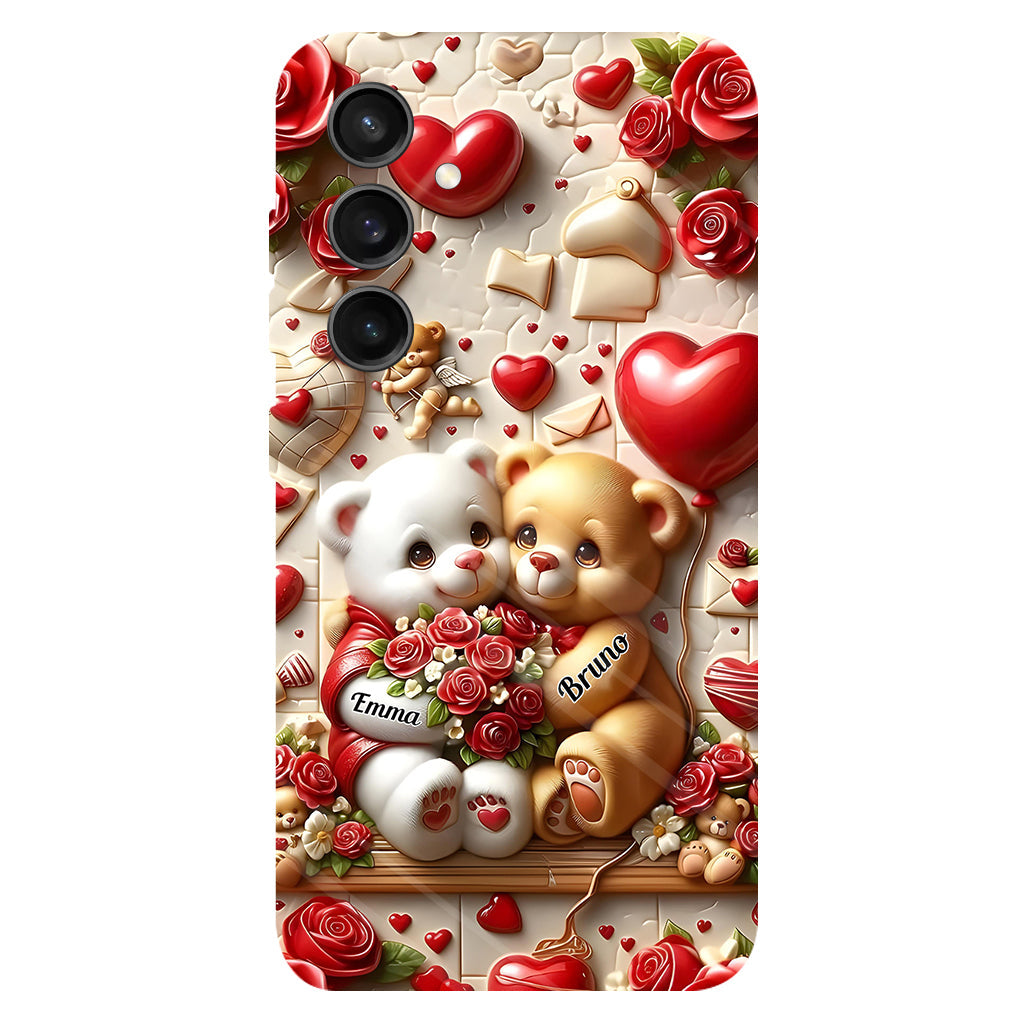 Cute Bear Couple - Personalized Couple Full Print Phone Case