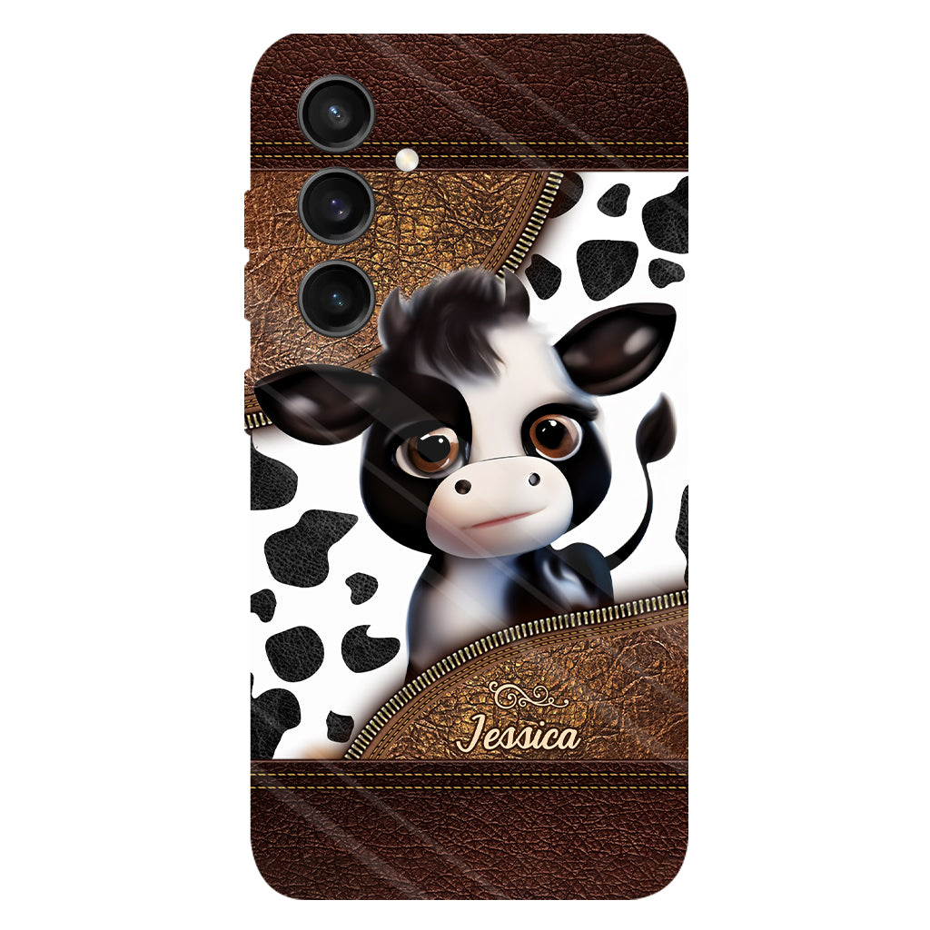 Moody Baby Cow - Personalized Cow Full Print Phone Case