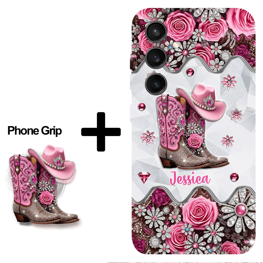 Cowgirl Boots - Personalized Cowgirl Full Print Phone Case & Phone Grip