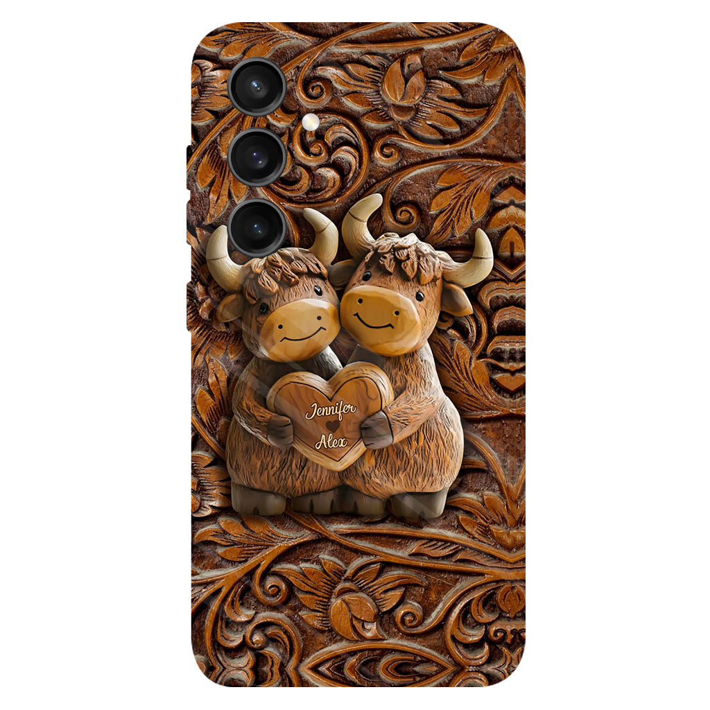 Cute Highland Cow Couple - Personalized Highland Cow Full Print Phone Case