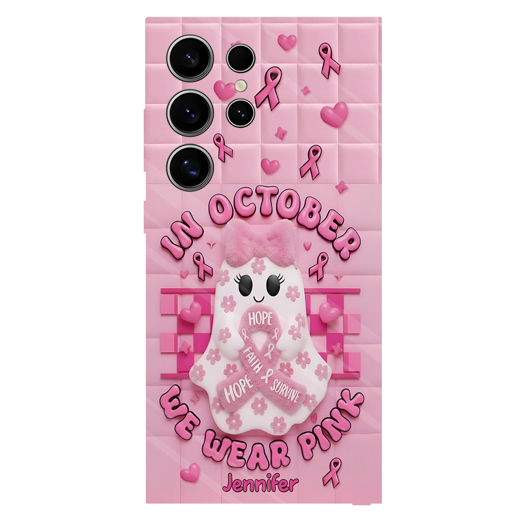 Cute Ghost Breast Cancer - Personalized Breast Cancer Awareness Full Print Phone Case