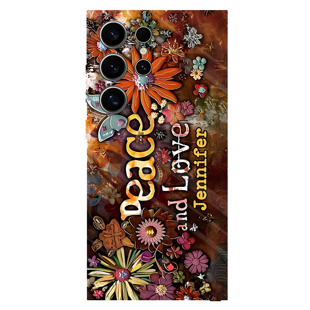 Peace And Love - Personalized Hippie Full Print Phone Case