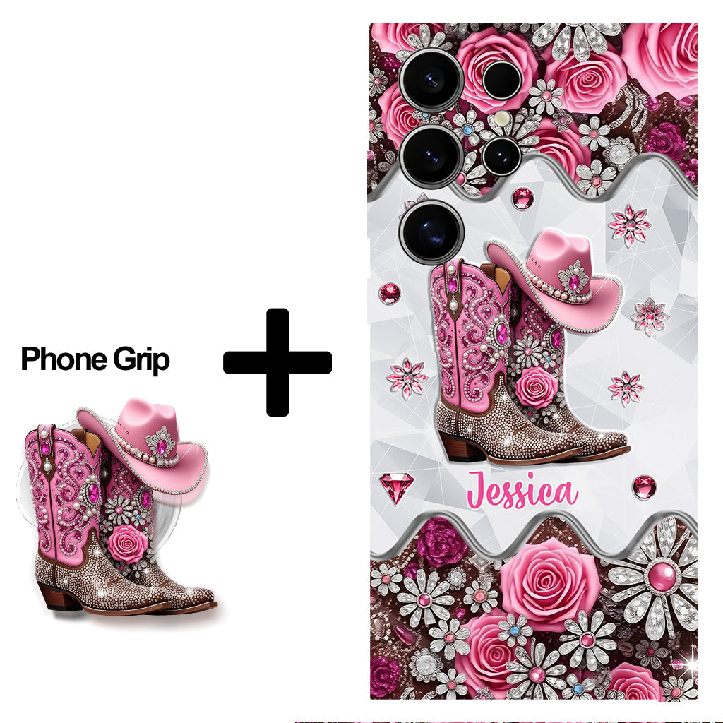 Cowgirl Boots - Personalized Cowgirl Full Print Phone Case & Phone Grip
