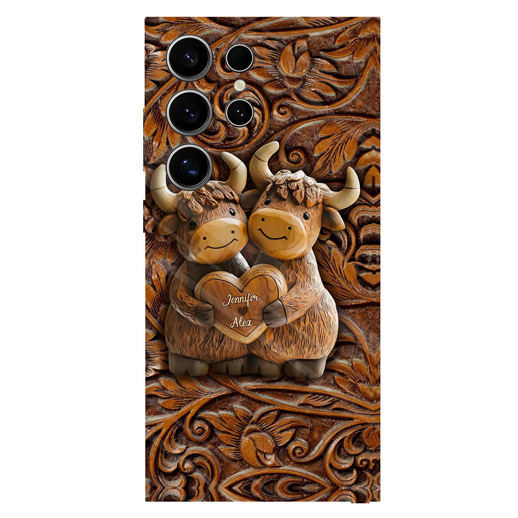 Cute Highland Cow Couple - Personalized Highland Cow Full Print Phone Case