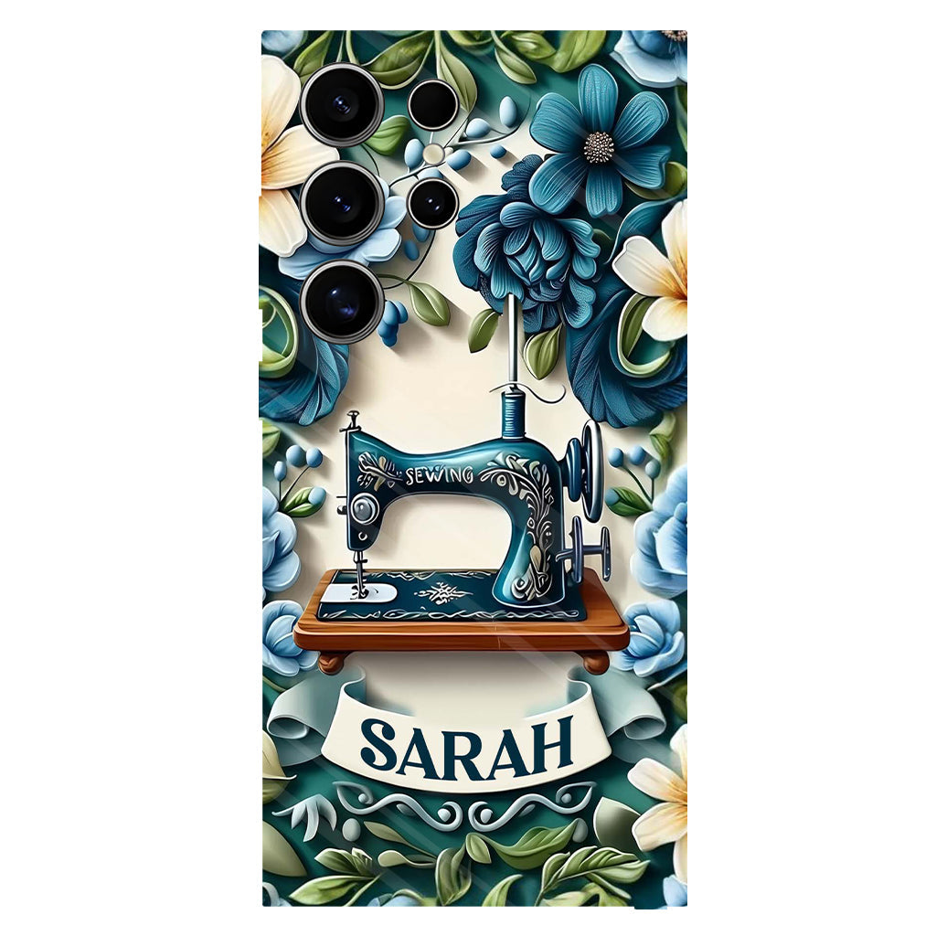 Blue Sewing Machine - Personalized Sewing Full Print Phone Case