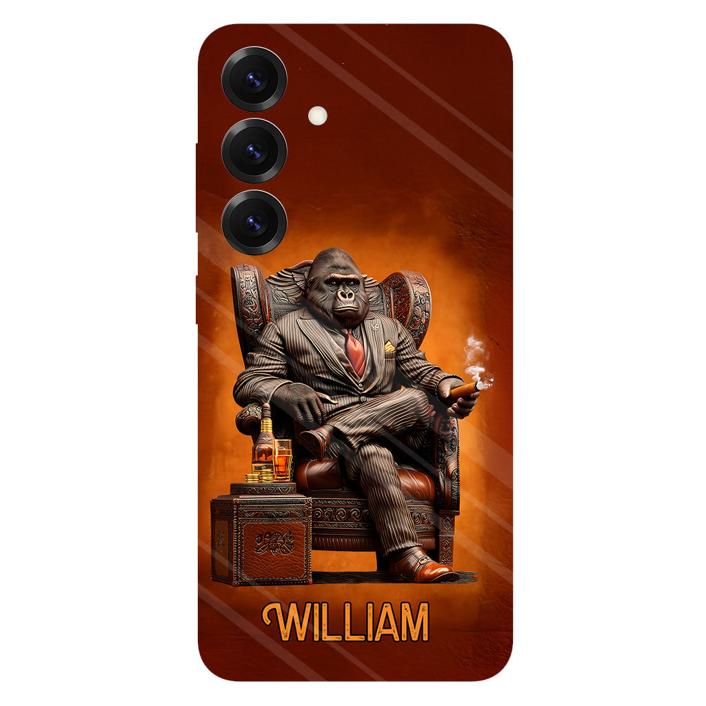 Whiskey & Cigar Gorilla - Personalized Whisky Full Print Phone Case