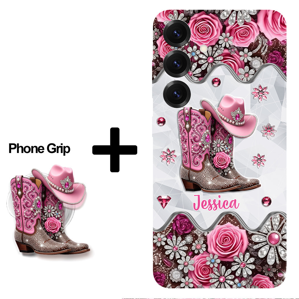 Cowgirl Boots - Personalized Cowgirl Full Print Phone Case & Phone Grip