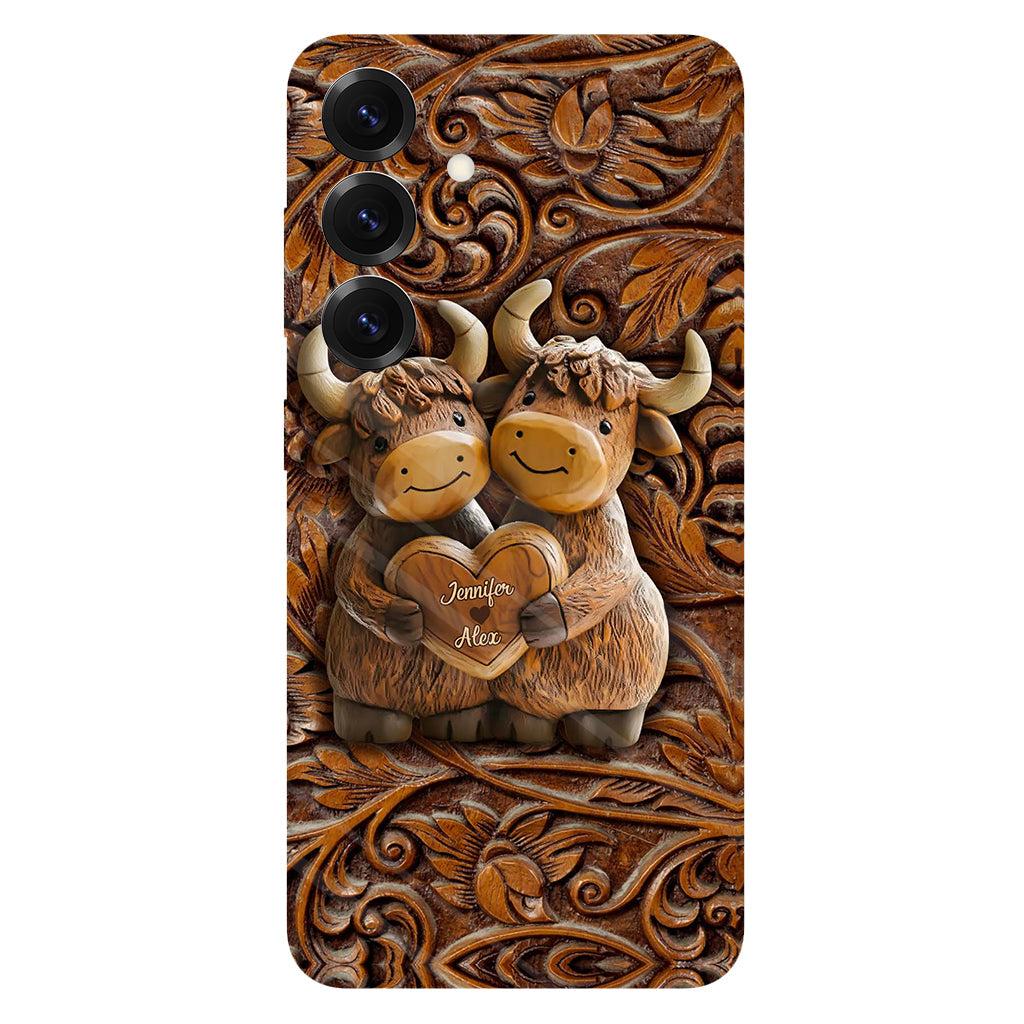 Cute Highland Cow Couple - Personalized Highland Cow Full Print Phone Case