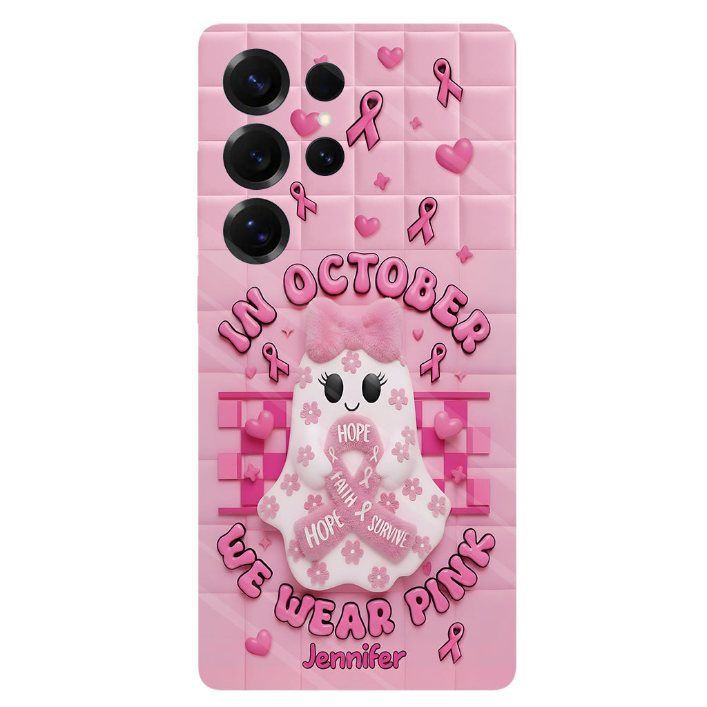 Cute Ghost Breast Cancer - Personalized Breast Cancer Awareness Full Print Phone Case