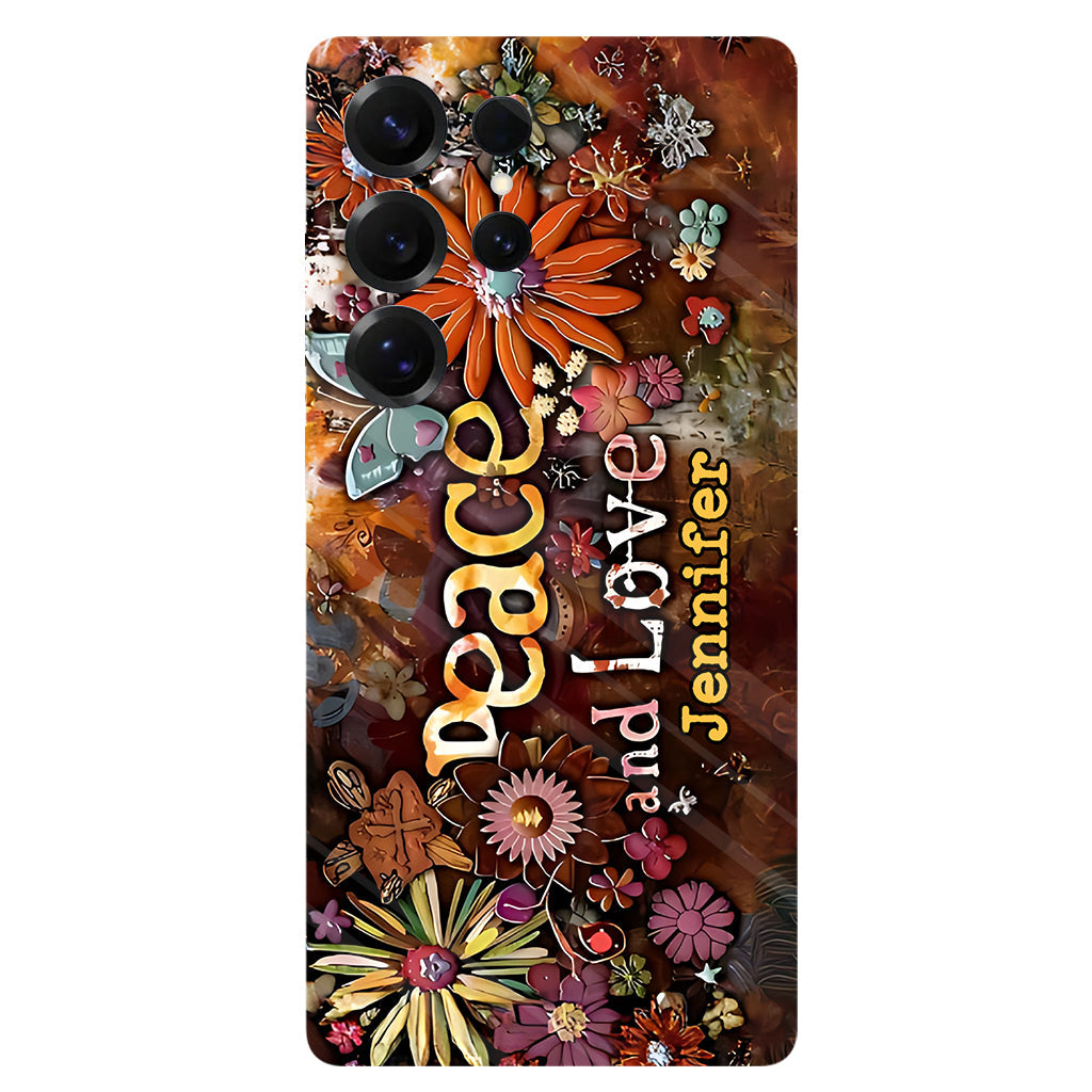 Peace And Love - Personalized Hippie Full Print Phone Case