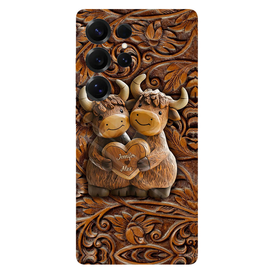 Cute Highland Cow Couple - Personalized Highland Cow Full Print Phone Case