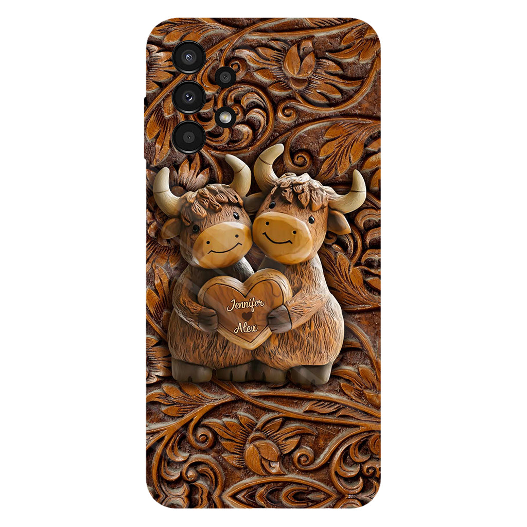 Cute Highland Cow Couple - Personalized Highland Cow Full Print Phone Case