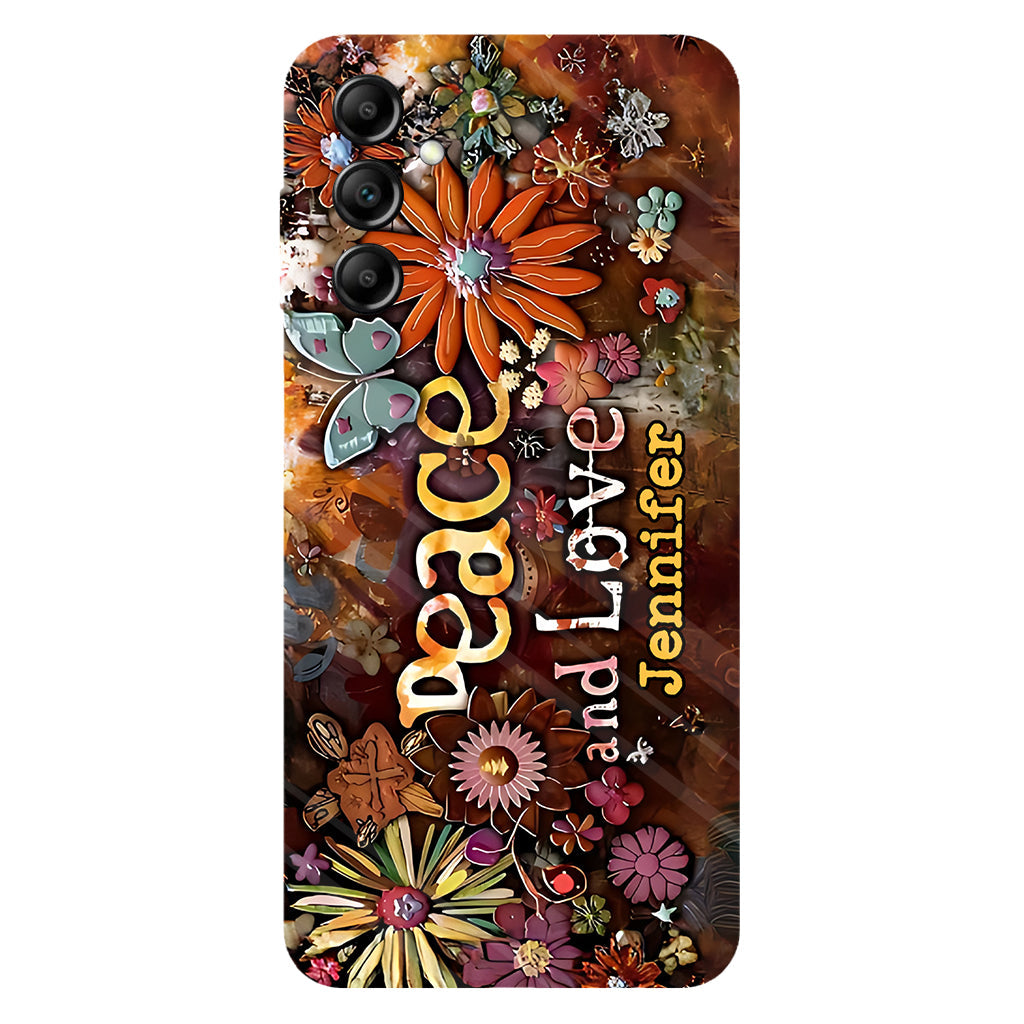 Peace And Love - Personalized Hippie Full Print Phone Case